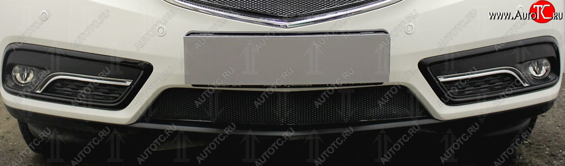 4 099 р. Защитная сетка радиатора в бампер Стрелка 11 Премиум (алюминий) Acura MDX YD3 дорестайлинг (2013-2016) (Цвет: черный)  с доставкой в г. Вологда