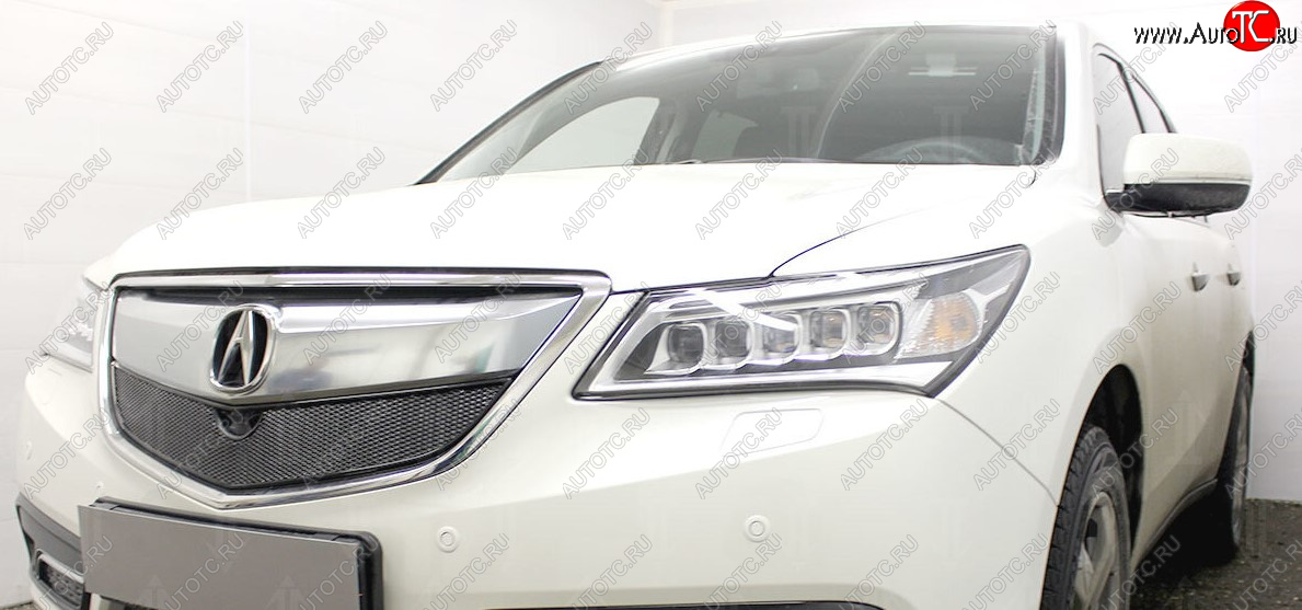 4 299 р. Защитная сетка решетки радиатора Стрелка 11 Премиум (алюминий) Acura MDX YD3 дорестайлинг (2013-2016) (Цвет: черный)  с доставкой в г. Вологда