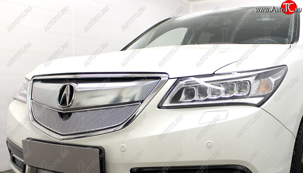 4 549 р. Защитная сетка решетки радиатора Стрелка 11 Премиум (алюминий)  Acura MDX  YD3 (2013-2016) дорестайлинг (Цвет: хром)  с доставкой в г. Вологда