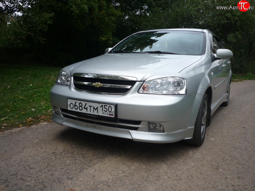3 499 р. Накладка CTS на передний бампер автомобиля Chevrolet Lacetti седан (2002-2013) (Неокрашенная)  с доставкой в г. Вологда