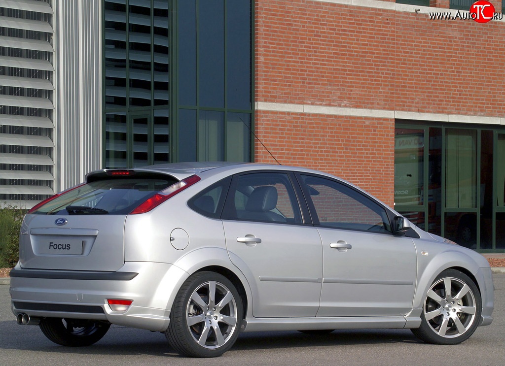 6 949 р. Накладка заднего бампера MS Ford Focus 2 хэтчбэк 3 дв. дорестайлинг (2004-2007) (Неокрашенная)  с доставкой в г. Вологда