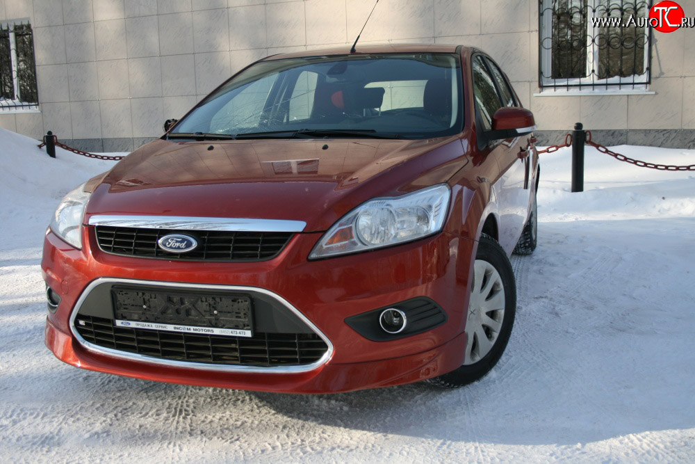 3 779 р. Накладка переднего бампера AutoTC Ford Focus 2 седан рестайлинг (2007-2011) (Неокрашенная)  с доставкой в г. Вологда