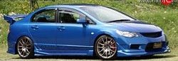 5 899 р. Пороги накладки Bomex Style Honda Civic FD седан дорестайлинг (2005-2008) (Неокрашенные)  с доставкой в г. Вологда. Увеличить фотографию 2