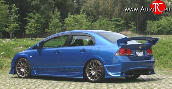 8 299 р. Задний бампер Bomex Style Honda Civic FD седан дорестайлинг (2005-2008) (Неокрашенный)  с доставкой в г. Вологда