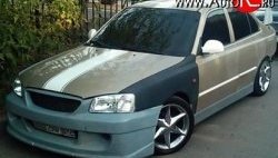 5 949 р. Пороги накладки ATH New Hyundai Accent 2 LC седан дорестайлинг (ТагАЗ) (1999-2012) (Неокрашенные)  с доставкой в г. Вологда. Увеличить фотографию 2