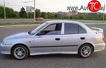 6 549 р. Пороги накладки Street Hyundai Accent 2 LC седан дорестайлинг (ТагАЗ) (1999-2012) (Неокрашенные)  с доставкой в г. Вологда