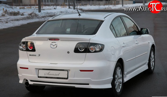 6 949 р. Накладка заднего бампера Sunset Mazda 3/Axela BK дорестайлинг седан (2003-2006) (Неокрашенная)  с доставкой в г. Вологда