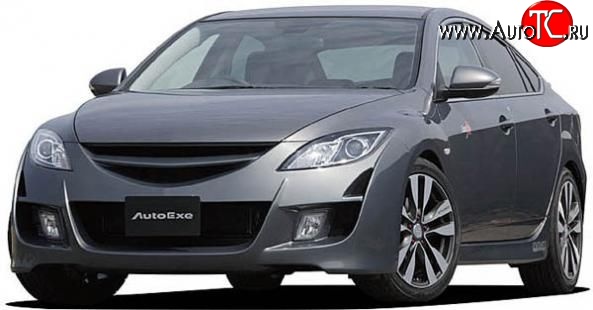 6 649 р. Передний бампер AutoExq Mazda 6 GH дорестайлинг седан (2007-2010) (Неокрашенный)  с доставкой в г. Вологда