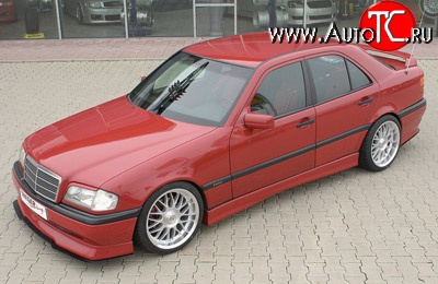 4 399 р. Накладка переднего бампера Rieger Mercedes-Benz C-Class W202 дорестайлинг седан (1993-1997)  с доставкой в г. Вологда
