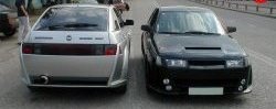 8 149 р. Задний бампер X1 с расширителями арок с расширителями арок Лада 2112 хэтчбек (1999-2008) (Неокрашенный)  с доставкой в г. Вологда. Увеличить фотографию 2