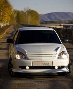 319 р. Накладка переднего бампера Elite Лада Приора 21728 купе дорестайлинг (2010-2013) (Неокрашенная)  с доставкой в г. Вологда. Увеличить фотографию 4