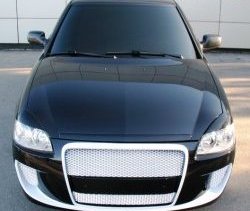 9 706 р. Передний бампер Я-робот Лада Приора 21728 купе дорестайлинг (2010-2013) (Неокрашенный, вставки под туманки)  с доставкой в г. Вологда. Увеличить фотографию 7