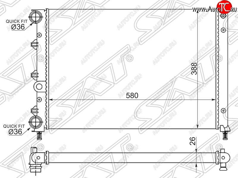 10 899 р. Радиатор двигателя SAT (пластинчатый, 1.6 / 2.0, МКПП) Alfa Romeo 147 937A дорестайлинг, хэтчбэк 3 дв. (2000-2004)  с доставкой в г. Вологда