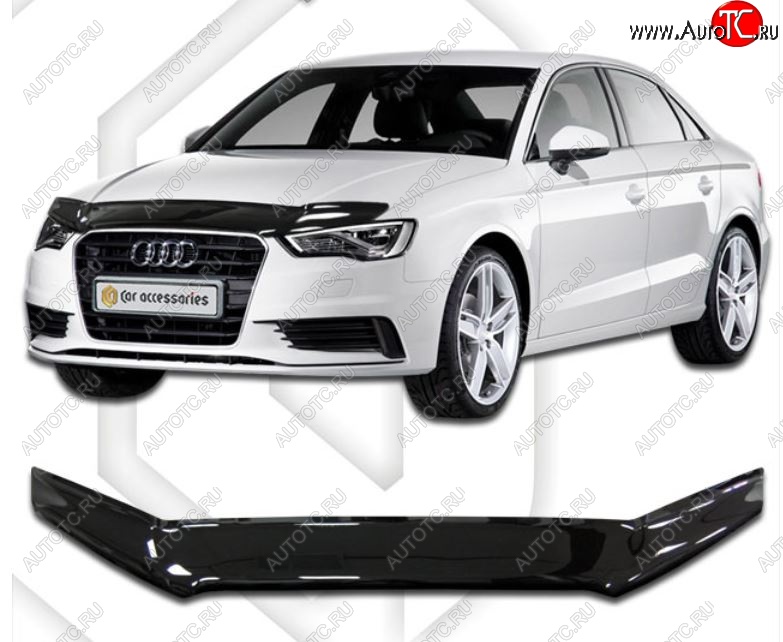 1 999 р. Дефлектор капота CA-Plastic Audi A3 8V1 хэтчбэк 3 дв. дорестайлинг (2012-2016) (Classic черный, Без надписи)  с доставкой в г. Вологда