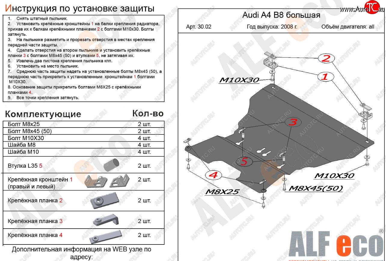 4 989 р. Защита картера двигателя и КПП (c гидроусилителем руля) ALFECO Audi A4 B8 дорестайлинг, универсал (2007-2011) (Сталь 2 мм)  с доставкой в г. Вологда