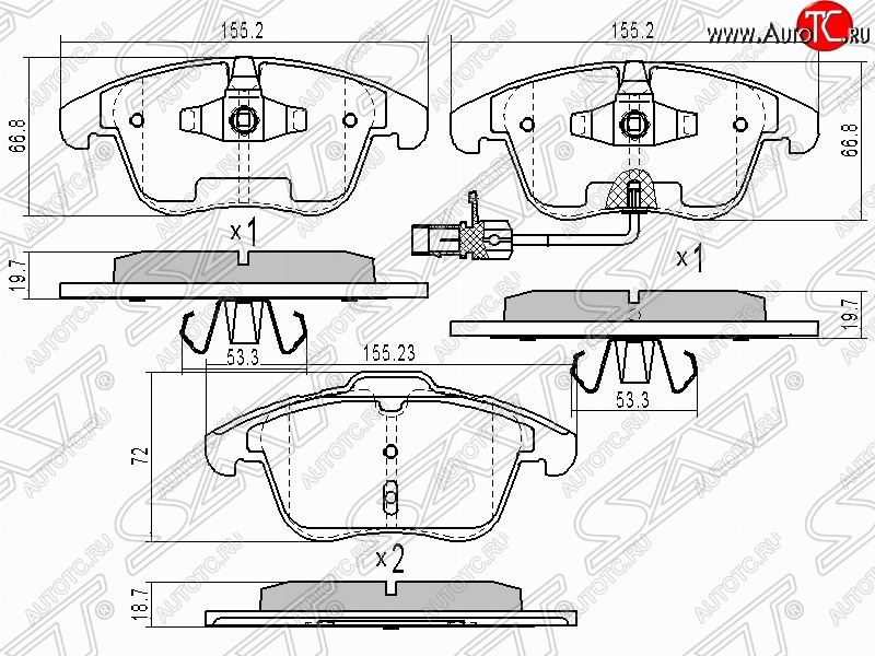 1 299 р. Колодки тормозные передние SAT  Audi A4  B7 - A6  C6  с доставкой в г. Вологда