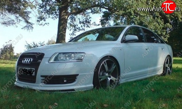 7 849 р. Накладка на передний бампер CT Audi A6 C6 дорестайлинг, седан (2004-2008) (Неокрашенная)  с доставкой в г. Вологда
