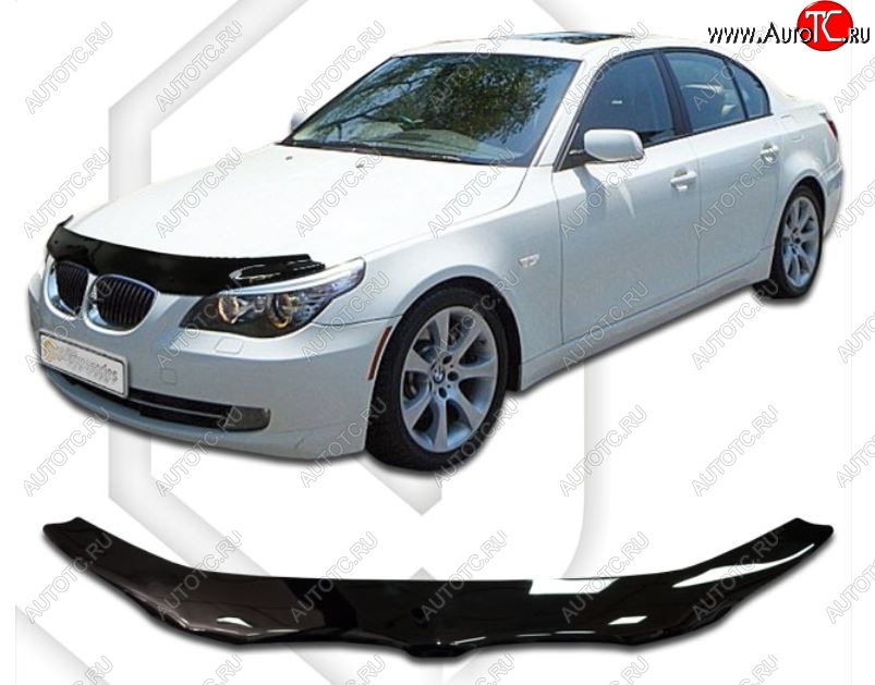 1 999 р. Дефлектор капота CA-Plastic BMW 5 серия E60 седан дорестайлинг (2003-2007) (Classic черный, Без надписи)  с доставкой в г. Вологда