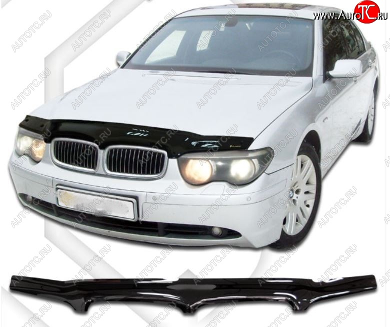 1 999 р. Дефлектор капота CA-Plastiс BMW 7 серия E65,E66, E67, E68 дорестайлинг, седан (2001-2005) (Classic черный, Без надписи)  с доставкой в г. Вологда