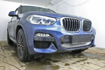 64 999 р. Защитная сетка радиатора в бампер (алюминий/пластик, 2.0i /2.0d/3.0d, AT, Base) Стрелка 11 Стандарт  BMW X3  G01 (2017-2021) дорестайлинг (Цвет: хром, без зимней заглушки)  с доставкой в г. Вологда. Увеличить фотографию 3