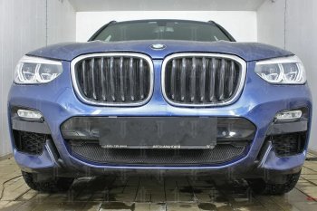 62 999 р. Защитная сетка радиатора в бампер (алюминий/пластик, 2.0i /2.0d/3.0d, AT, Base) Стрелка 11 Стандарт  BMW X3  G01 (2017-2021) дорестайлинг (Цвет: черный, без зимней заглушки)  с доставкой в г. Вологда. Увеличить фотографию 2