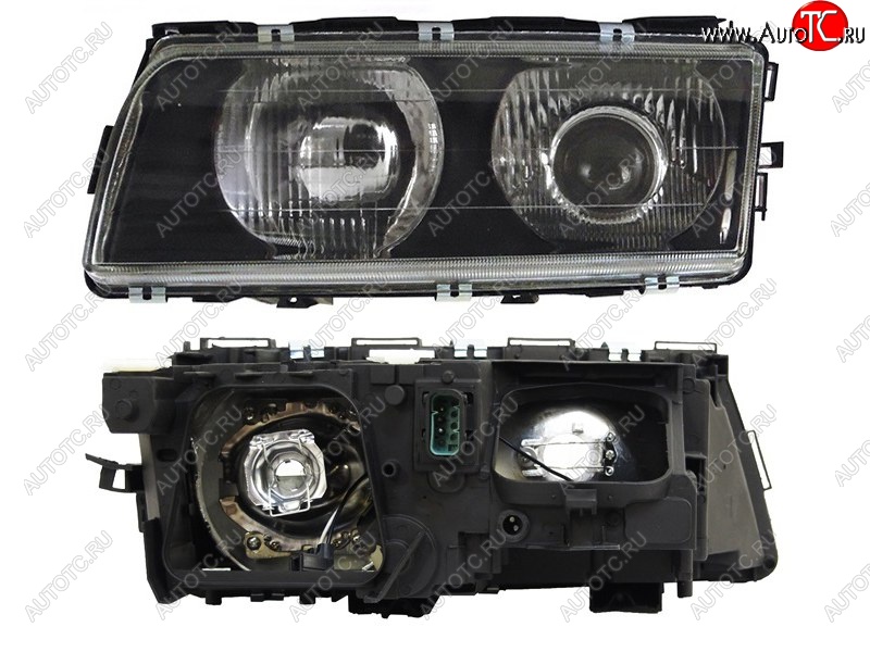 6 949 р. Левая передняя фара SAT (черная) BMW 7 серия E38 дорестайлинг, седан (1994-1998)  с доставкой в г. Вологда