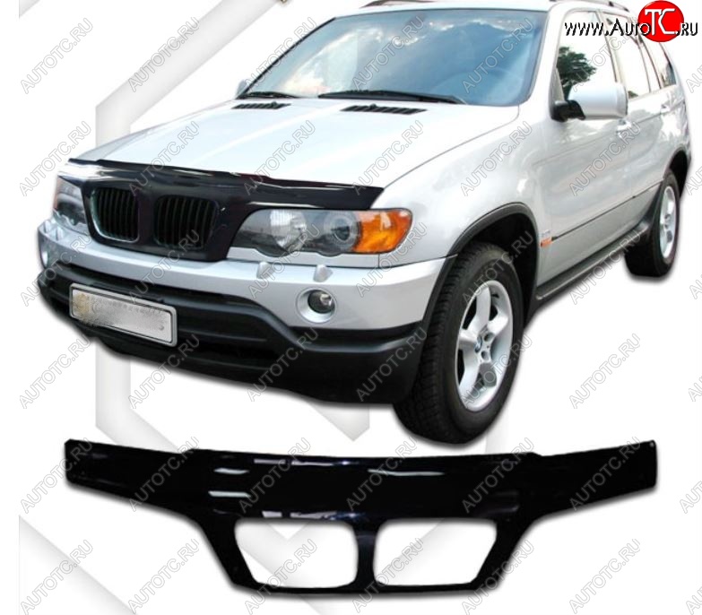 2 899 р. Дефлектор капота на CA-Plastic exclusive  BMW X5  E53 (1999-2003) дорестайлинг (Classic черный, Без надписи)  с доставкой в г. Вологда