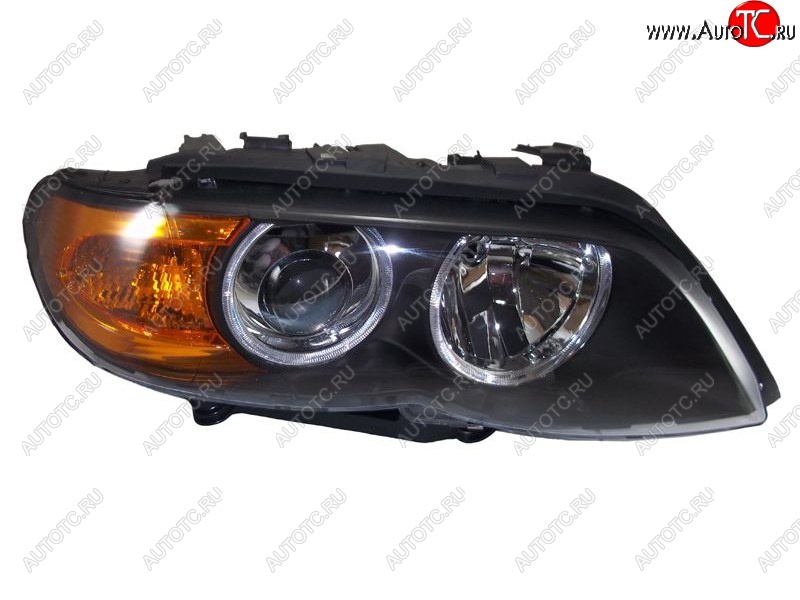 13 549 р. Правая передняя фара SAT (желтый поворотник, рестайлинг) BMW X5 E53 рестайлинг (2003-2006)  с доставкой в г. Вологда