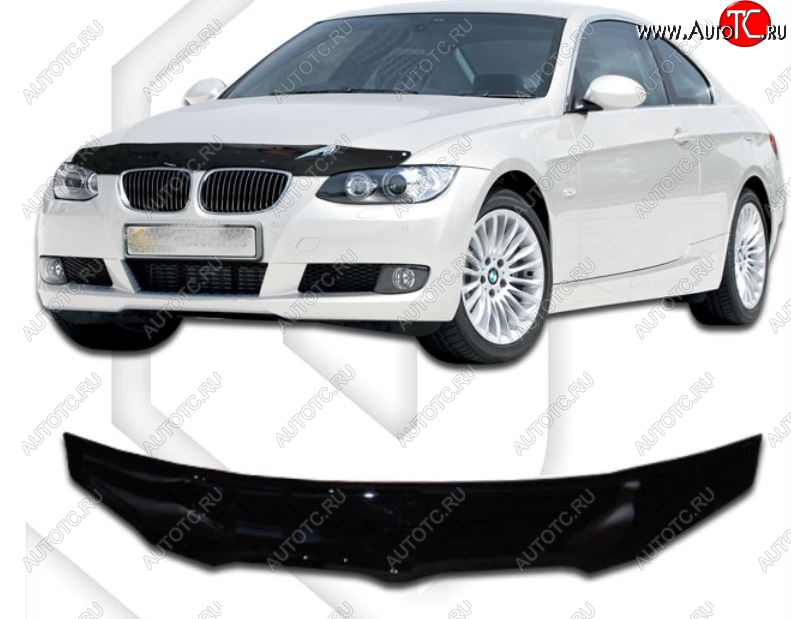 2 079 р. Дефлектор капота CA-Plastic BMW 3 серия E90 седан дорестайлинг (2004-2008) (Classic черный, Без надписи)  с доставкой в г. Вологда