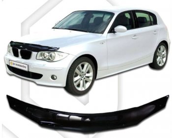 1 999 р. Дефлектор капота CA-Plastic BMW 1 серия E81 хэтчбэк 3 дв. рестайлинг (2007-2012) (серия Classic черный, Без надписи)  с доставкой в г. Вологда. Увеличить фотографию 2