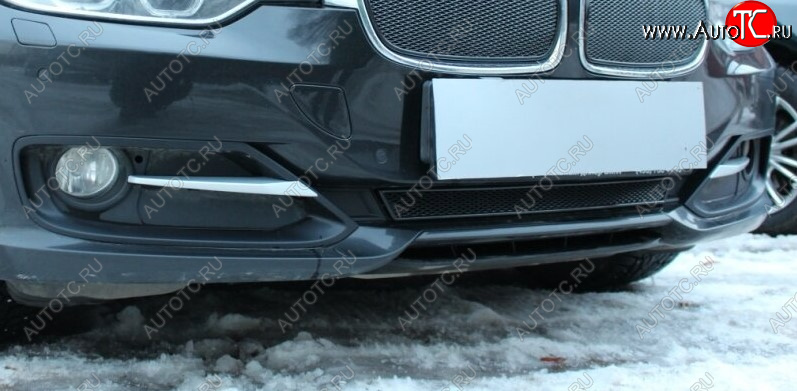 3 599 р. Защитная сетка радиатора в бампер Стрелка 11 Премиум (алюминий)  BMW 3 серия ( F30,  F31) (2012-2015) седан дорестайлинг, универсал дорестайлинг (Цвет: черный)  с доставкой в г. Вологда