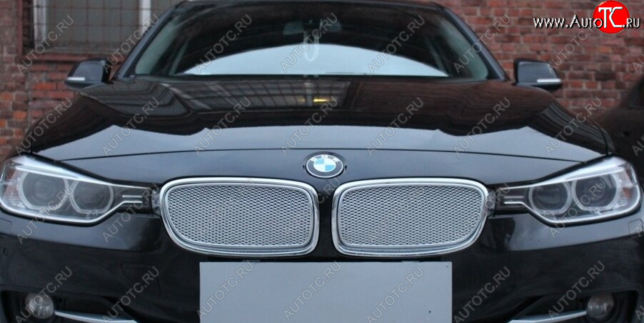 5 949 р. Защитная сетка решетки радиатора Стрелка 11 Премиум (алюминий)  BMW 3 серия ( F30,  F31) (2012-2015) седан дорестайлинг, универсал дорестайлинг (Цвет: хром)  с доставкой в г. Вологда