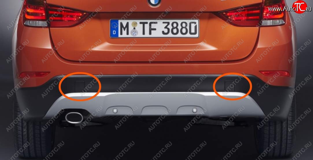 349 р. Левая заглушка в задний бампер SAT (под крюк, рестайлинг) BMW X1 E84 (2009-2015) (Неокрашенная)  с доставкой в г. Вологда
