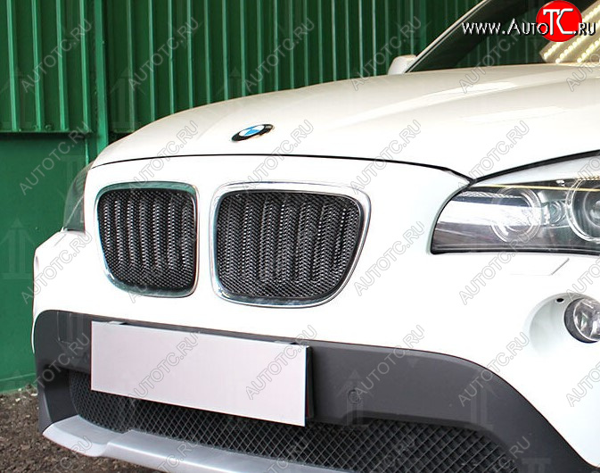 6 199 р. Защитная сетка решетки радиатора Стрелка 11 Премиум (алюминий)  BMW X1  E84 (2009-2015) (Цвет: черный)  с доставкой в г. Вологда