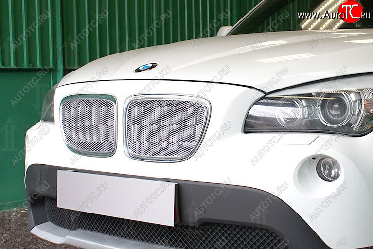 6 499 р. Защитная сетка решетки радиатора Стрелка 11 Премиум (алюминий)  BMW X1  E84 (2009-2015) (Цвет: хром)  с доставкой в г. Вологда
