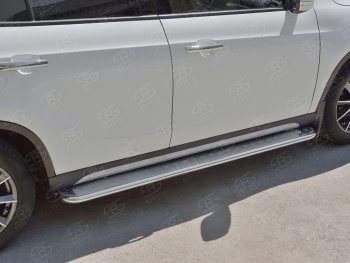 24 649 р. Порожки для ног (Ø42 мм) SLITKOFF Brilliance V5 (2012-2018) (лист - алюминий, профиль - нержавейка)  с доставкой в г. Вологда. Увеличить фотографию 2