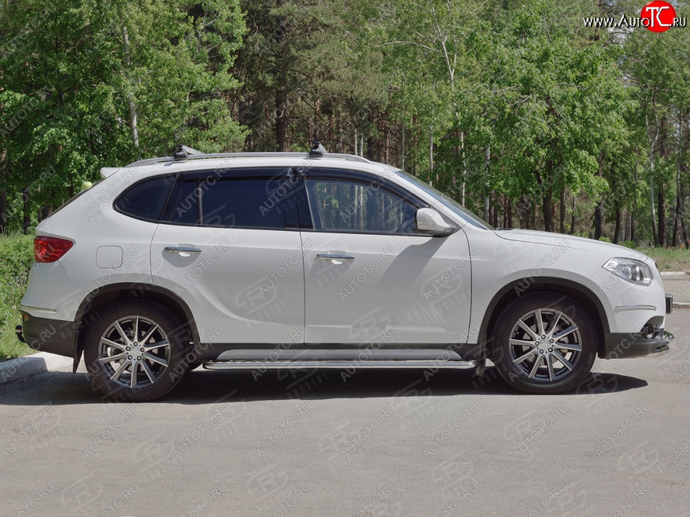 22 999 р. Порожки для ног (Ø42 мм) SLITKOFF Brilliance V5 (2012-2018) (лист - алюминий, профиль - сталь)  с доставкой в г. Вологда