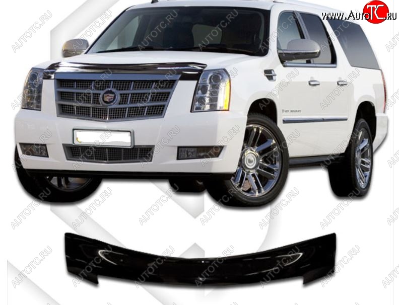 2 079 р. Дефлектор капота CA-Plastiс  Cadillac Escalade  GMT926 джип 5 дв. (2006-2014) короткая база (Classic черный, Без надписи)  с доставкой в г. Вологда