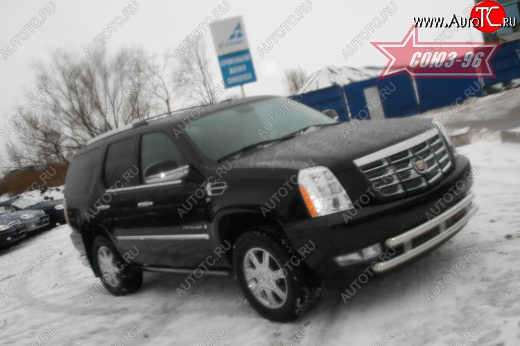 19 439 р. Защита переднего бампера двойная Souz-96 (d460/60) Cadillac Escalade GMT926 джип 5 дв. короткая база (2006-2014)  с доставкой в г. Вологда