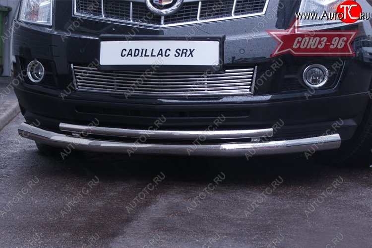 20 339 р. Защита переднего бампера двойная Souz-96 (d76/42) Cadillac SRX дорестайлинг (2010-2012)  с доставкой в г. Вологда
