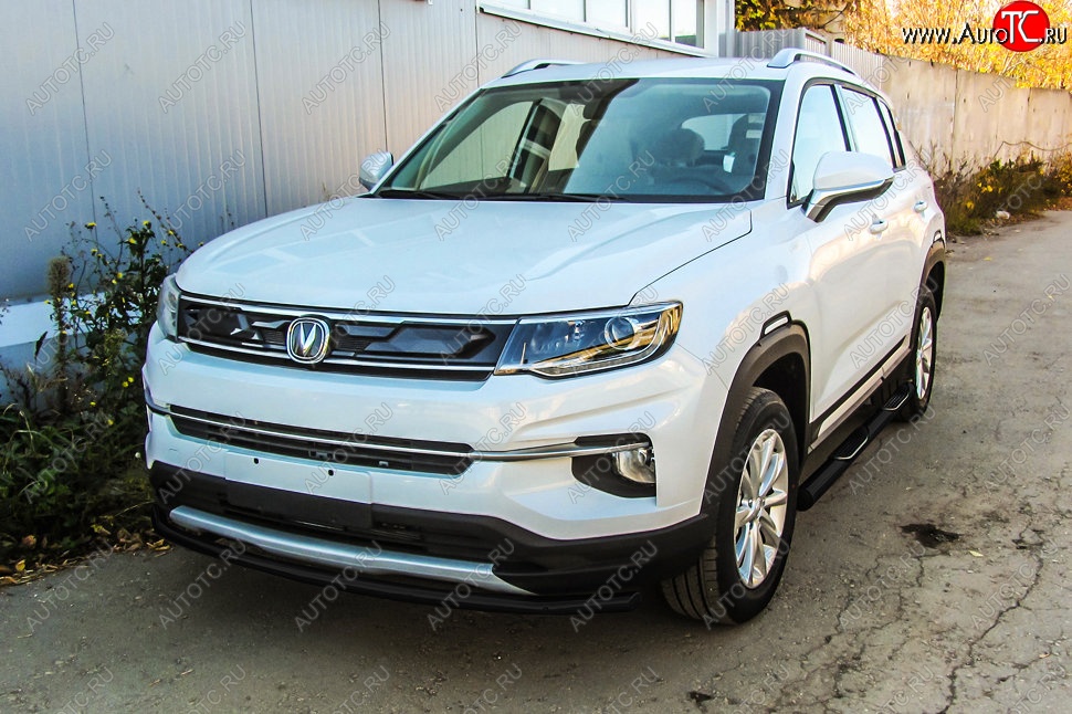 7 599 р. Защита переднего бампера Slitkoff (d42 мм) Changan CS35 Plus дорестайлинг (2018-2022) (Сталь с полимерным покрытием. Цвет: чёрный)  с доставкой в г. Вологда