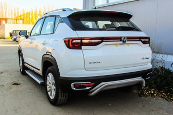 Защита заднего бампера Slitkoff (скоба, d42) Changan CS35 Plus дорестайлинг (2018-2022)
