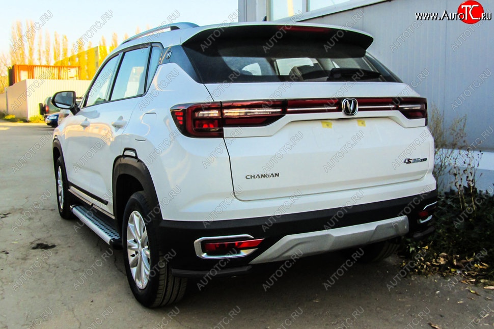 6 499 р. Защита заднего бампера Slitkoff (уголки из 1 трубы d42 мм) Changan CS35 Plus дорестайлинг (2018-2022) (Сталь с полимерным покрытием. Цвет: чёрный)  с доставкой в г. Вологда