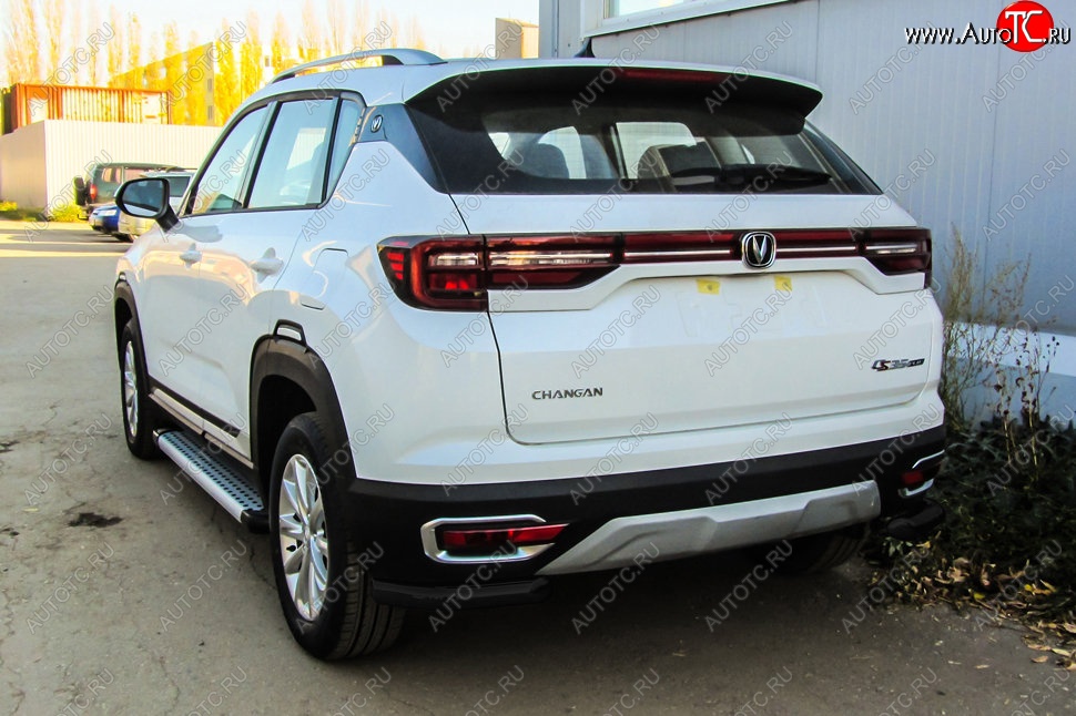 6 799 р. Защита заднего бампера Slitkoff (уголки из 1 трубы d57 мм) Changan CS35 Plus дорестайлинг (2018-2022) (Сталь с полимерным покрытием. Цвет: чёрный)  с доставкой в г. Вологда