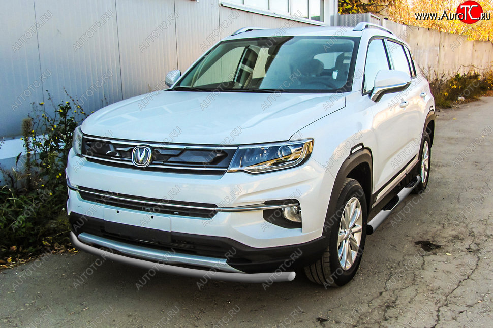 7 599 р. Защита переднего бампера Slitkoff (Ø 42 мм). Changan CS35 Plus дорестайлинг (2018-2022) (Сталь окрашенная в цвет: серебристый)  с доставкой в г. Вологда