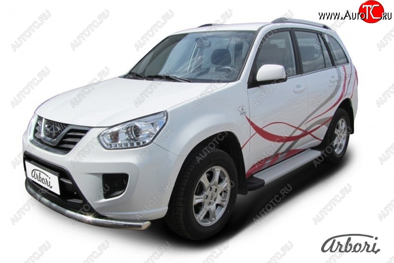 10 619 р. Порожки для ног Arbori Optima Silver Chery Tiggo T11 рестайлинг (2013-2016)  с доставкой в г. Вологда