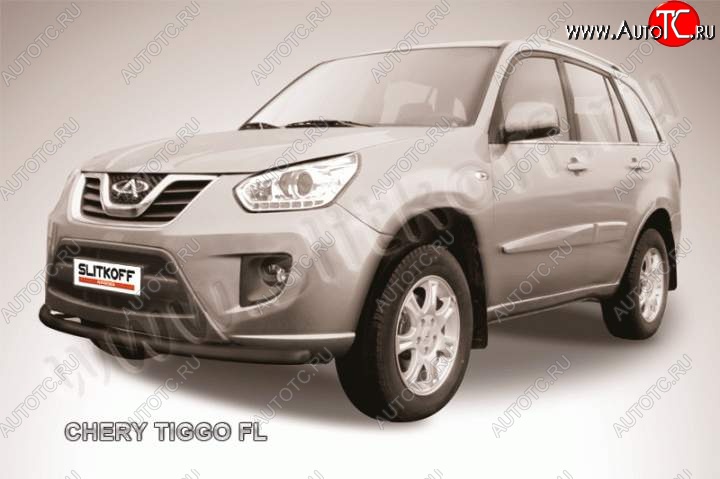 8 699 р. Защита переднего бампера из трубы d57 Slitkoff Chery Tiggo T11 рестайлинг (2013-2016) (Цвет: серебристый)  с доставкой в г. Вологда