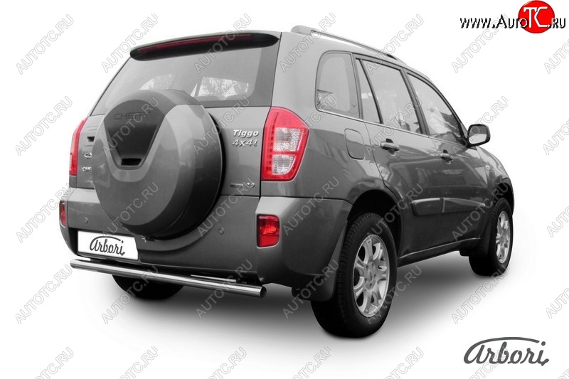 7 739 р. Защита заднего бампера Arbori (легированная сталь, 1 труба d57 mm). Chery Tiggo T11 рестайлинг (2013-2016)  с доставкой в г. Вологда