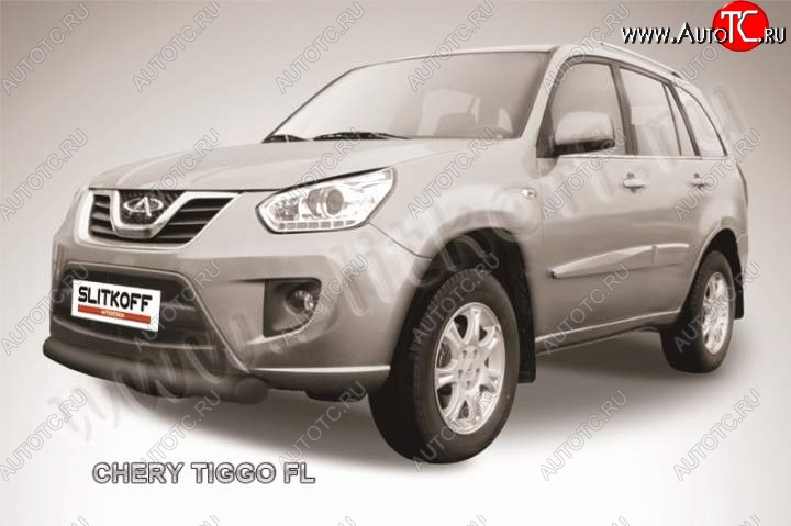 8 599 р. Защита переднего бампера из трубы d76 Slitkoff Chery Tiggo T11 рестайлинг (2013-2016) (Цвет: серебристый)  с доставкой в г. Вологда
