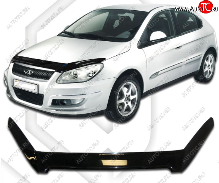 2 159 р. Дефлектор капота CA-Plastic Chery M11 A3 седан (2010-2016) (Classic черный, Без надписи)  с доставкой в г. Вологда